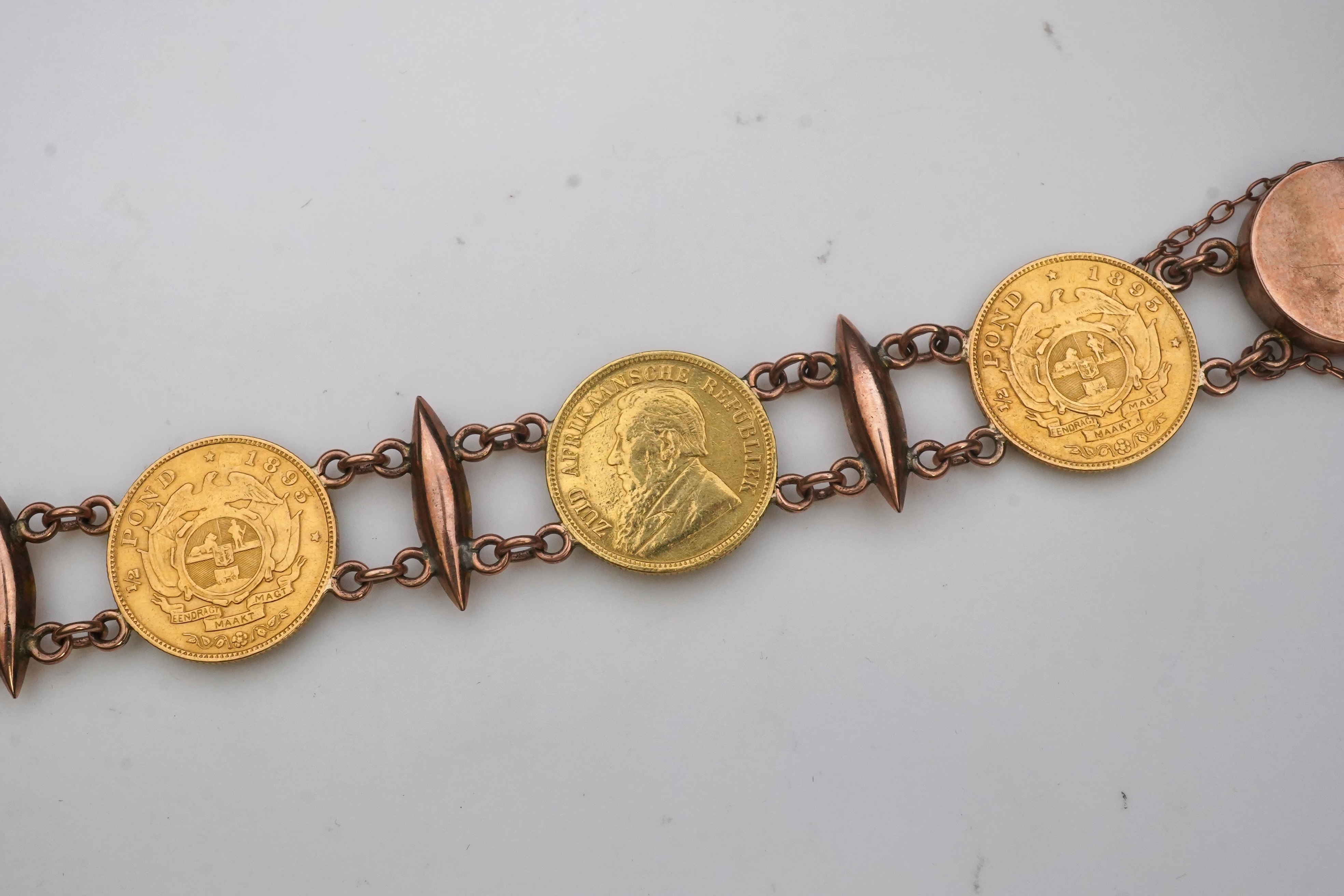 A late 19th century gold coin bracelet